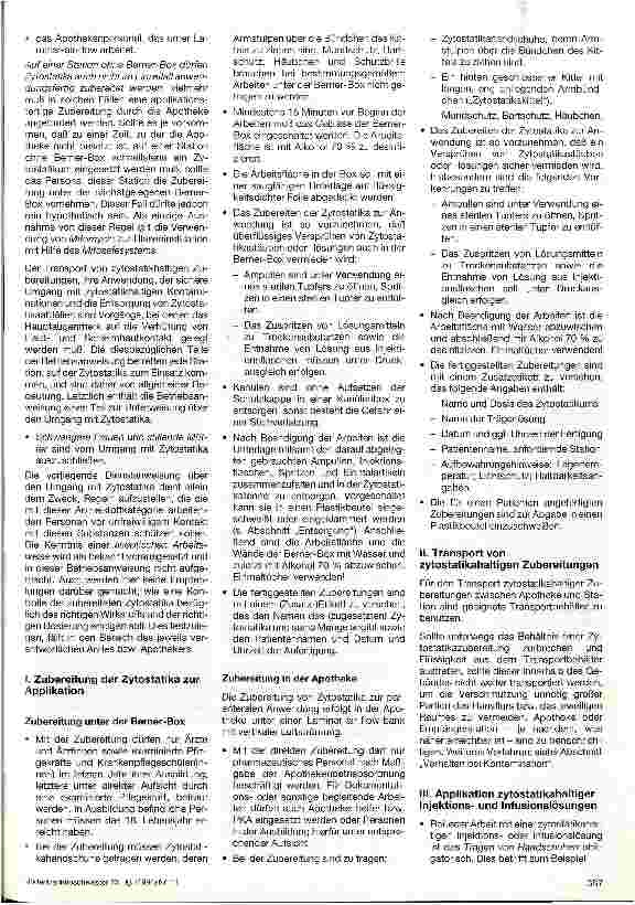 Vorschauseite 2: Dienstanweisung für den Umgang mit Zytostatika