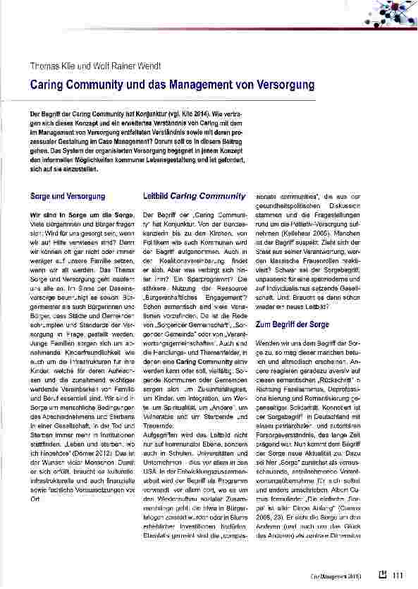 Vorschauseite 1: Caring Community und das Management von Versorgung