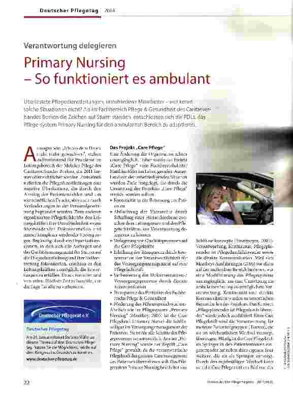Vorschauseite 1: Primary Nursing- So funktioniert es ambulant