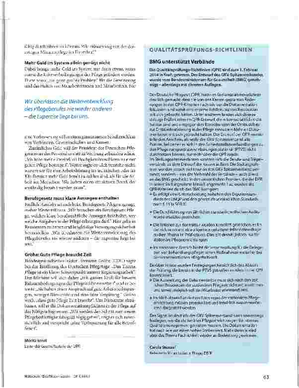Vorschauseite 2: 1. Deutscher Pflegetag war ein Erfolg Pflegekräfte sind nicht ersetzbar