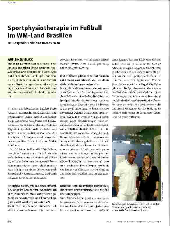 Vorschauseite 1: Sportphysiotherapie im Fußball im WM-Land Brasilien