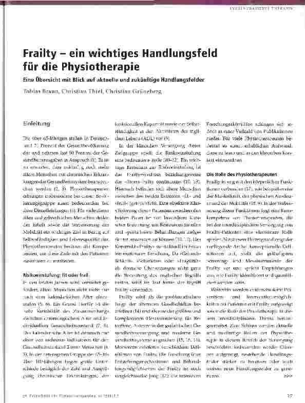 Vorschauseite 1: Frailty - ein wichtiges Handlungsfeld für die Physiotherapie