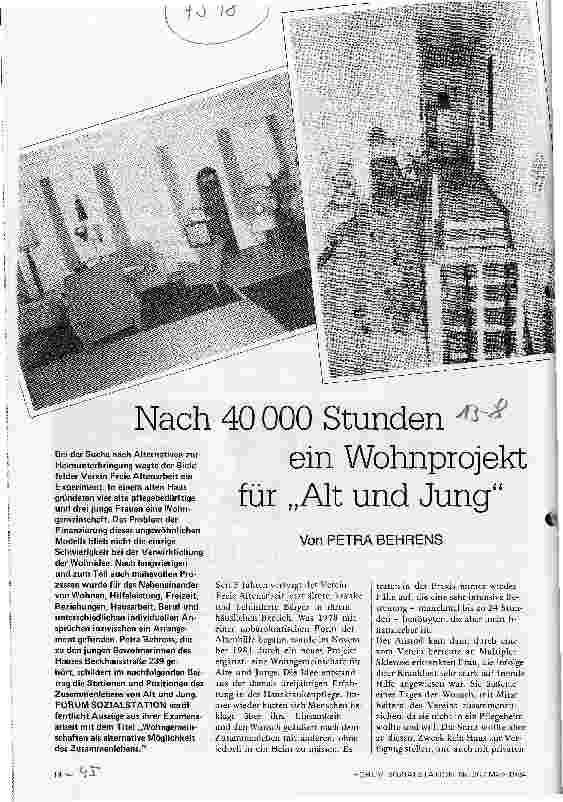 Vorschauseite 1: Nach 40 000 Stunden eine Wohnprojekt für Alt und Jung