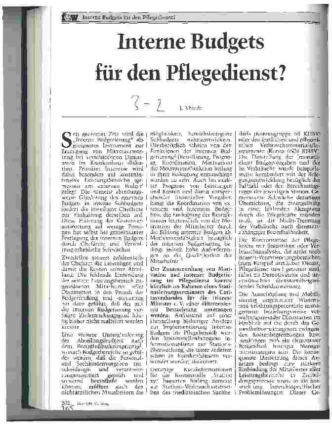 Vorschauseite 1: Interne Budgets für den Pflegedienst?
