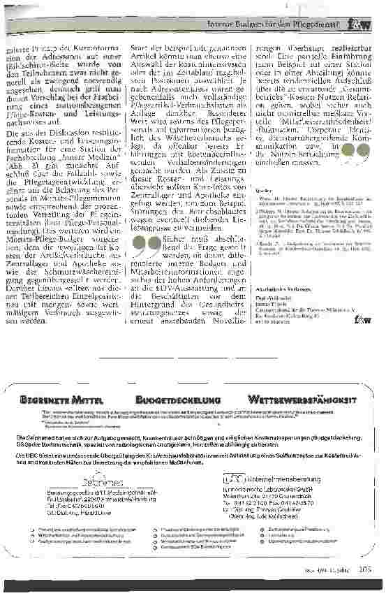 Vorschauseite 4: Interne Budgets für den Pflegedienst?