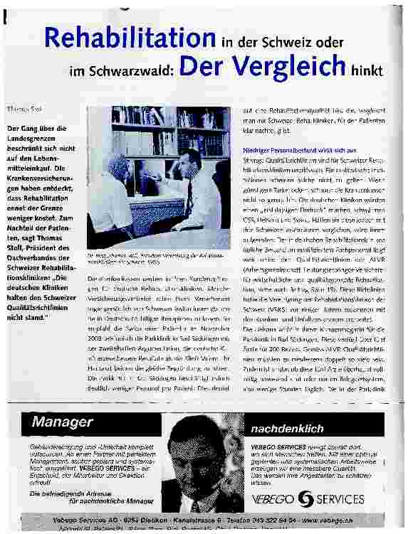 Vorschauseite 1: Rehabilitation in der Schweiz oder im Schwarzwald: der Vergleich hinkt