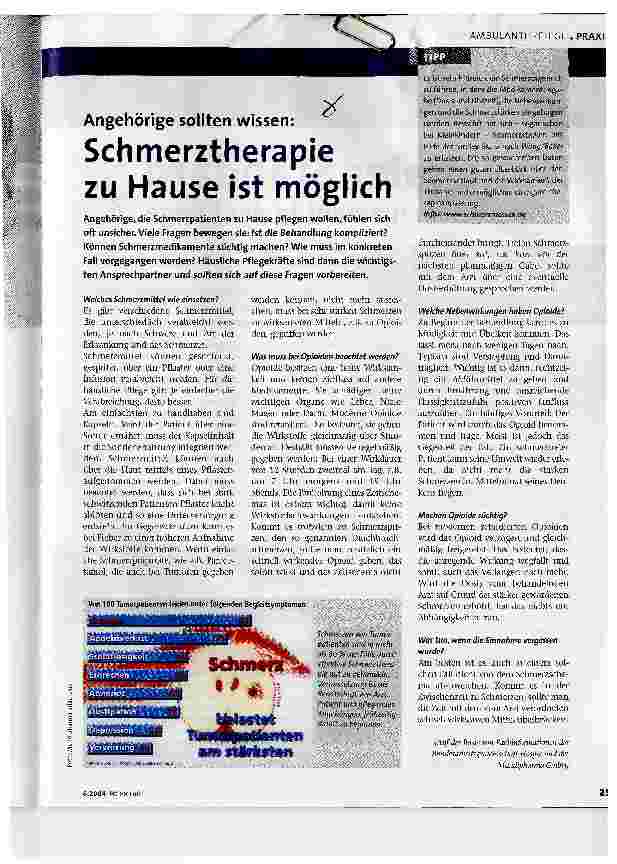 Vorschauseite 1: Schmerztherapie zu Hause ist möglich