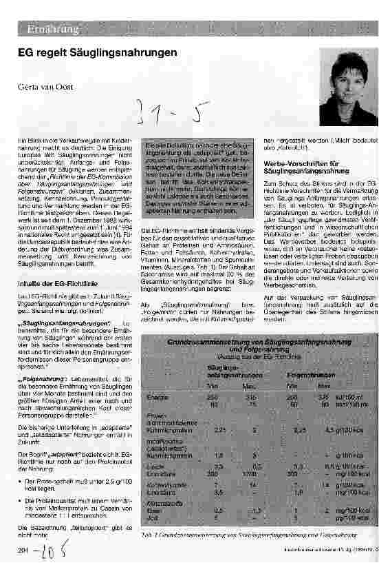 Vorschauseite 1: EG regelt Säuglingsnahrungen