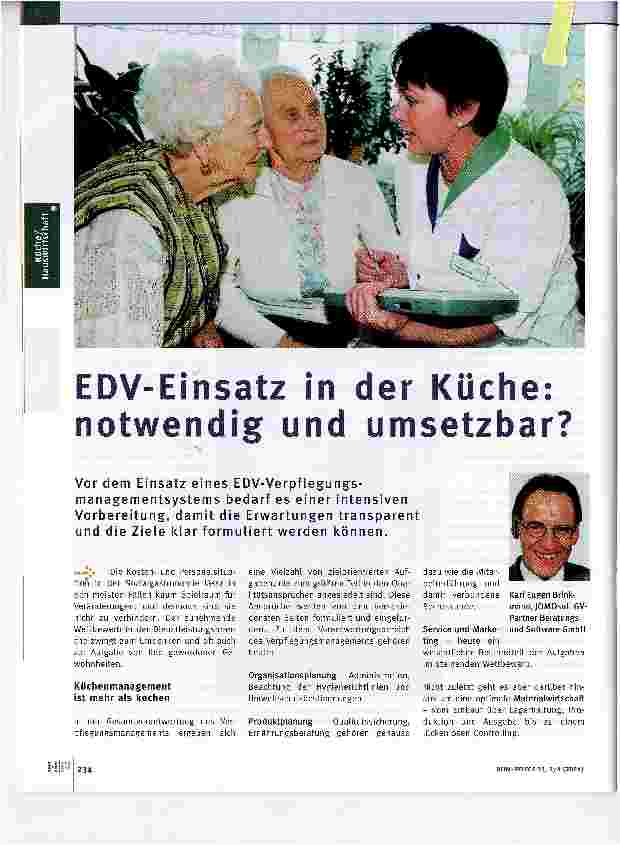 Vorschauseite 1: EDV-Einsatz in der Küche: notwendig und umsetzbar?