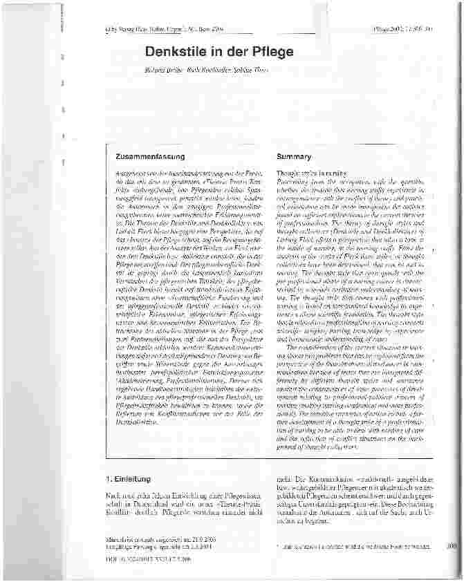 Vorschauseite 1: Denkstile in der Pflege