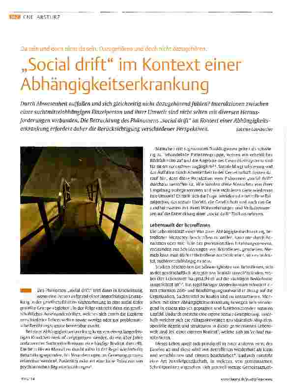 Vorschauseite 1: Social drift im Kontext einer Abhängigkeitserkrankung