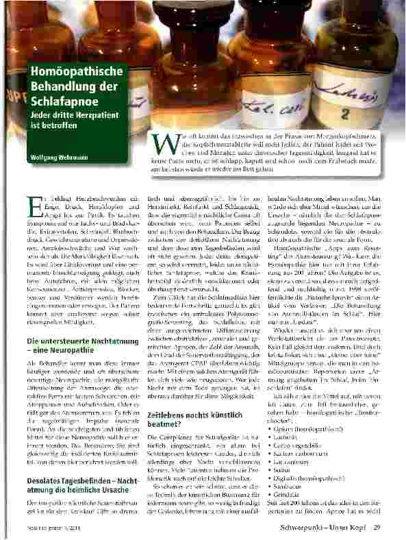 Vorschauseite 1: Homöopathische Behandlung der Schlafapnoe