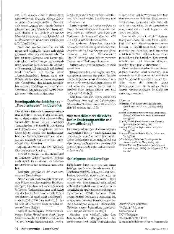 Vorschauseite 4: Homöopathische Behandlung der Schlafapnoe