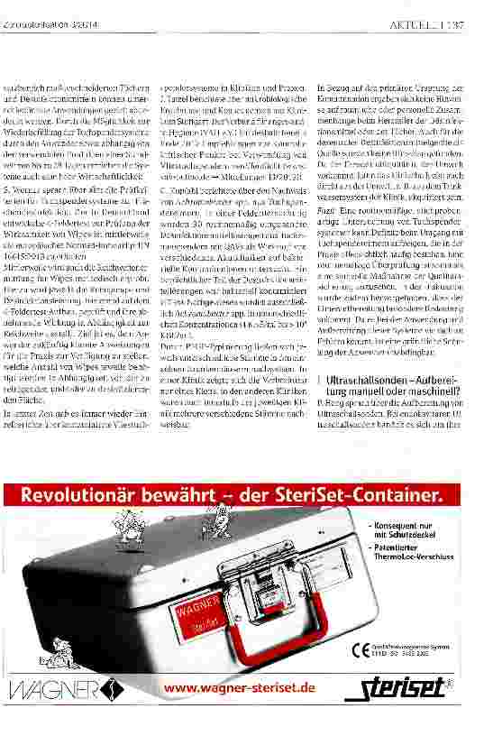 Vorschauseite 2: Aufbereitung und Reinigung beim DGKH Kongress 12. Kongress für Krankenhaushygiene, Berlin, 30. März - 2. April 2014