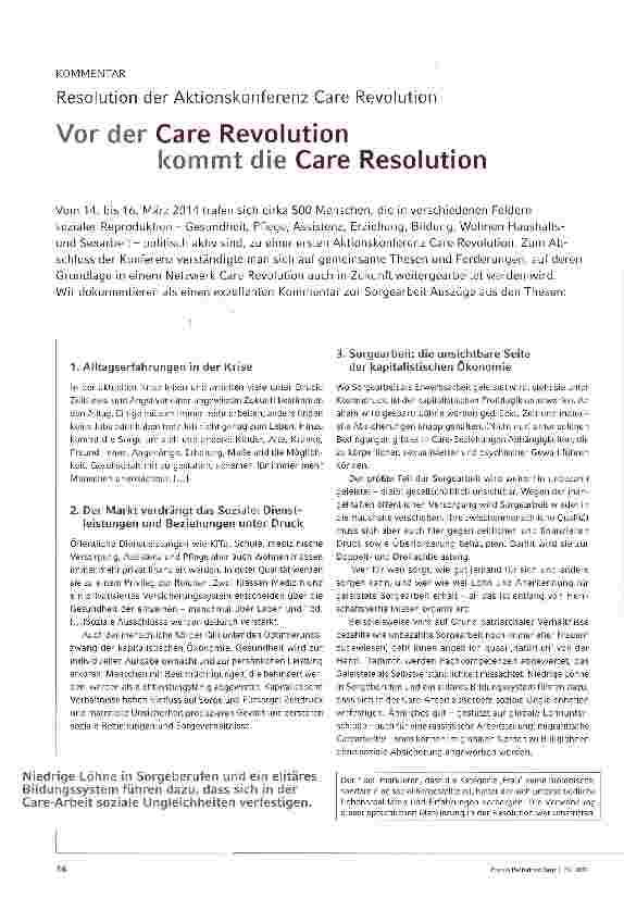 Vorschauseite 1: Vor der Care Revolution kommt die Care Resolution