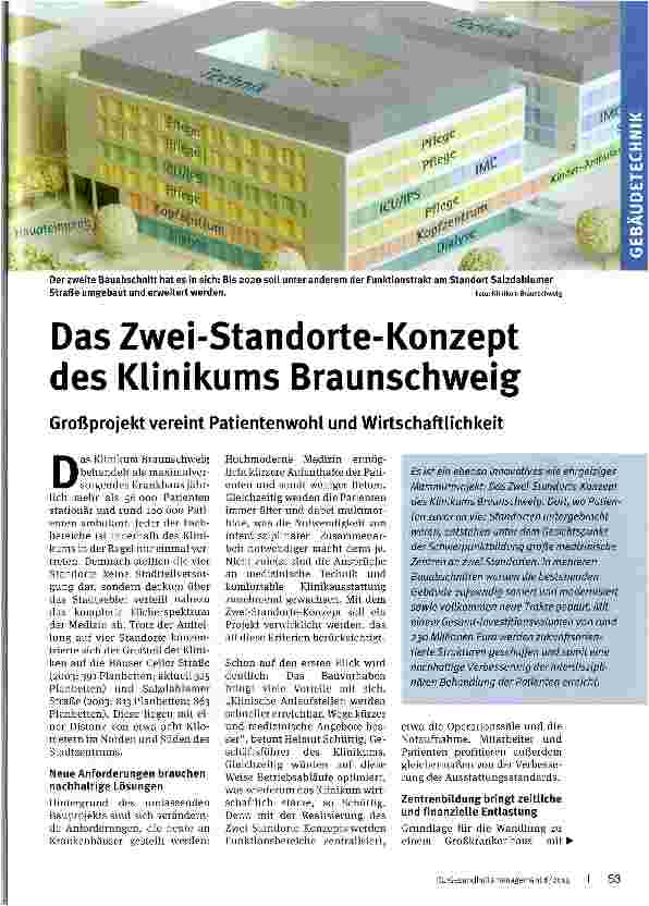 Vorschauseite 1: Das Zwei-Standorte-Konzept des Klinikums Braunschweig
