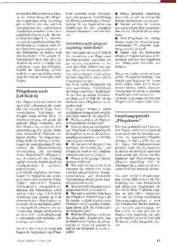 Vorschauseite 2: Forschungsprojekt PflegekurseWie hilfreich sind Schulungsangebote für Angehörige?