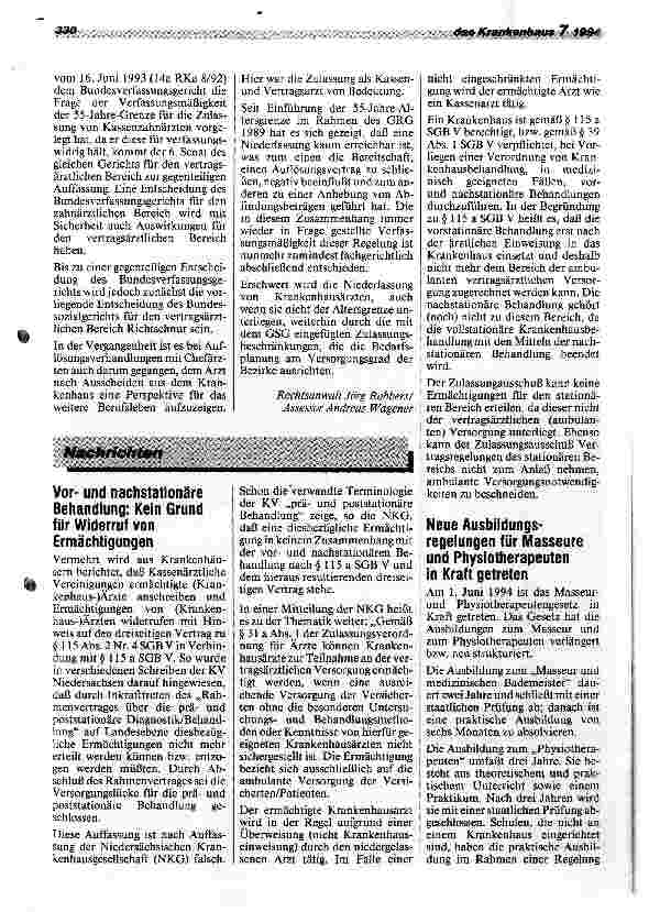 Vorschauseite 3: Verfassungsmäßigkeit der Altersgrenze für Vertragsärzte Urteil Bundessozialgericht, 24.11.93 - 6 RKa 26/91