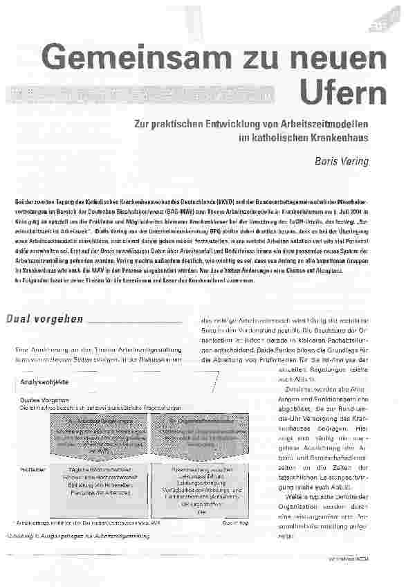 Vorschauseite 1: Gemeinsam zu neuen Ufern. Zur praktischen Entwicklung von Arbeitszeitmodellen im katholischen Krankenhaus