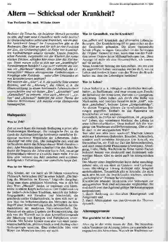 Vorschauseite 1: Altern - Schicksal oder Krankheit