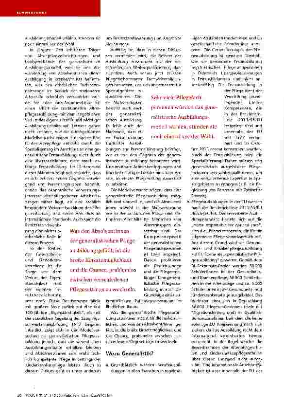 Vorschauseite 2: Die Generalistische PflegeausbildungEin notwendiger Schritt zur internationalen Änschlussfähigkeit