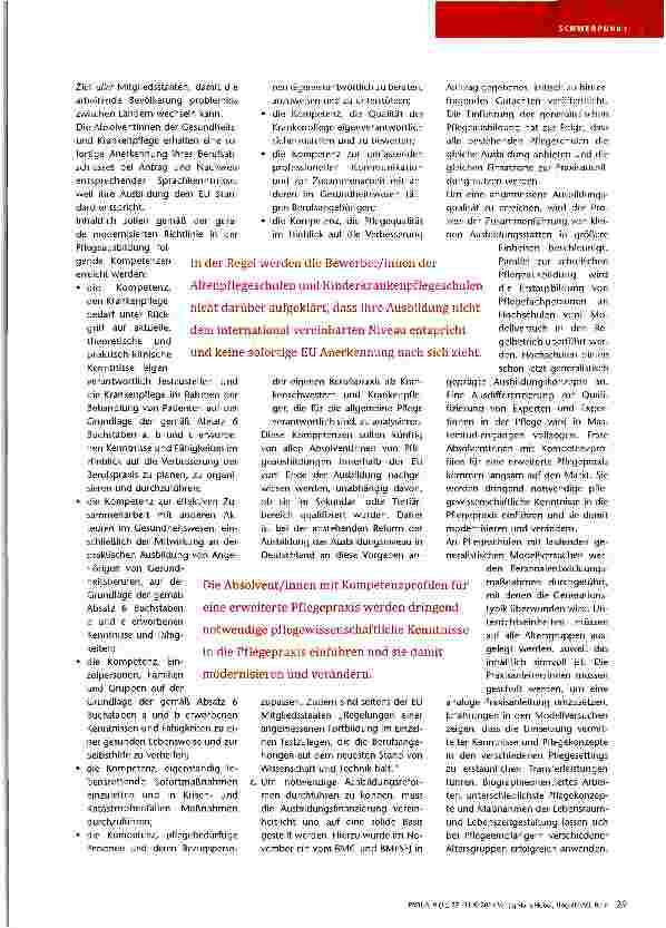 Vorschauseite 3: Die Generalistische PflegeausbildungEin notwendiger Schritt zur internationalen Änschlussfähigkeit