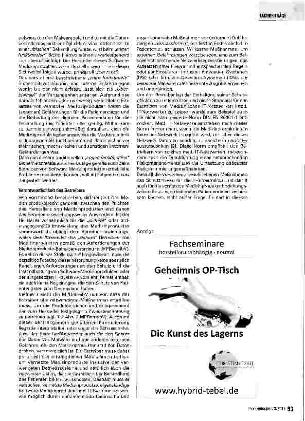 Vorschauseite 4: Der Schutz von Patientendaten bei vernetzten Medizinprodukten Teil 1: Verantwortlichkeiten im Bereich des Medizinprodukterechts