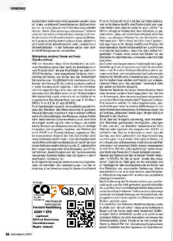 Vorschauseite 5: Der Schutz von Patientendaten bei vernetzten Medizinprodukten Teil 1: Verantwortlichkeiten im Bereich des Medizinprodukterechts