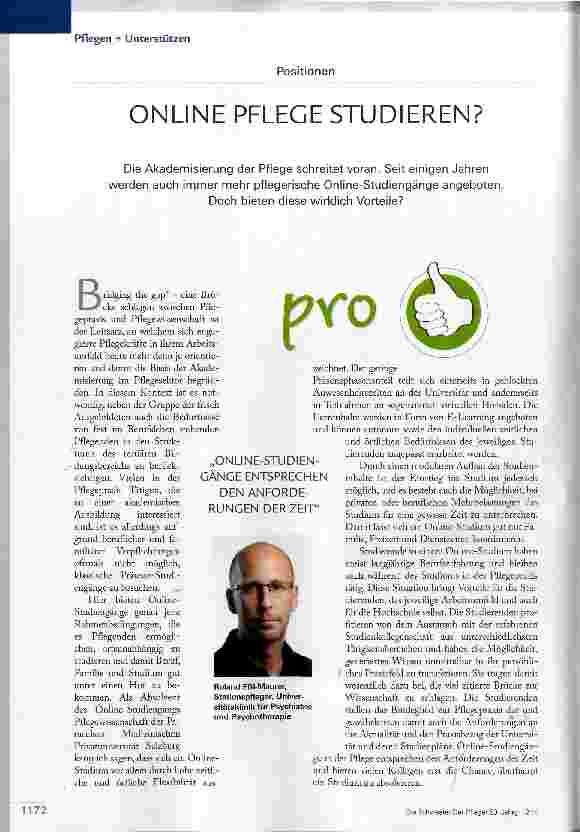 Vorschauseite 1: ONLINE PFLEGE STUDIEREN?