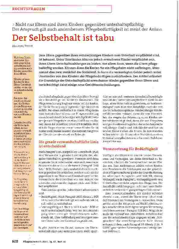 Vorschauseite 1: Der Selbstbehalt ist tabu