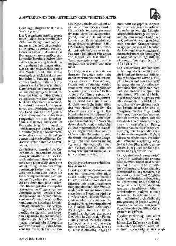 Vorschauseite 2: Kontrollmechanismen für die Versorgungsqualität der Bevölkerung mit Gesundheitsleistungen Auswirkungen der aktuellen Gesundheitspolitik