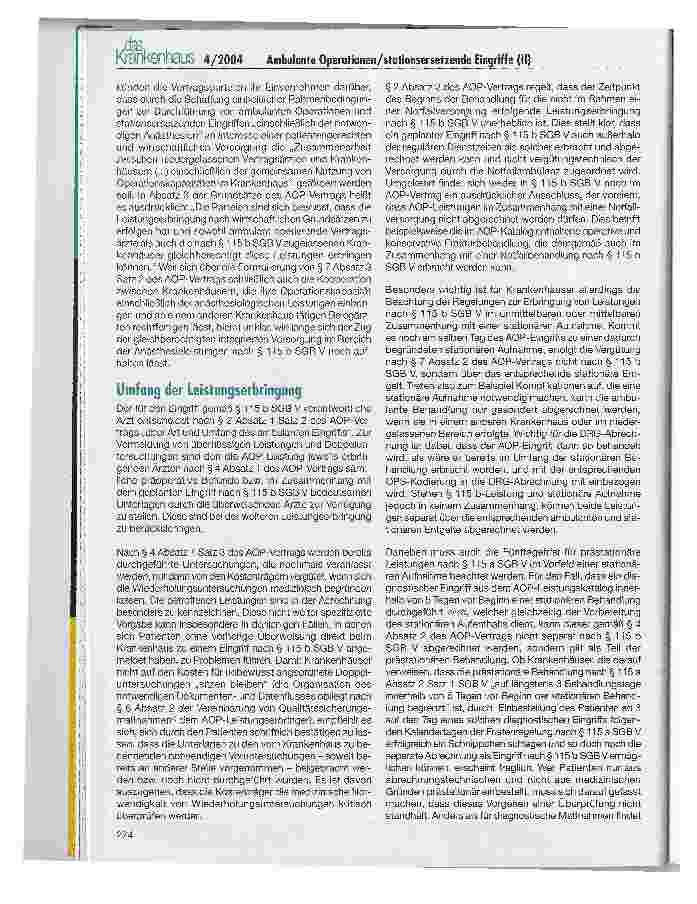 Vorschauseite 4: Ambulante Operationen und Stationsersetzende Eingriffe im Krankenhaus nach § 115 b SGB V -eine Einstiegshilfe (II)