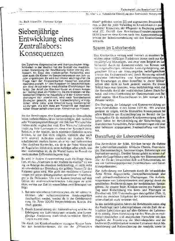 Vorschauseite 1: Siebenjährige Entwicklung eines Zentrallabors: Konsequenzen