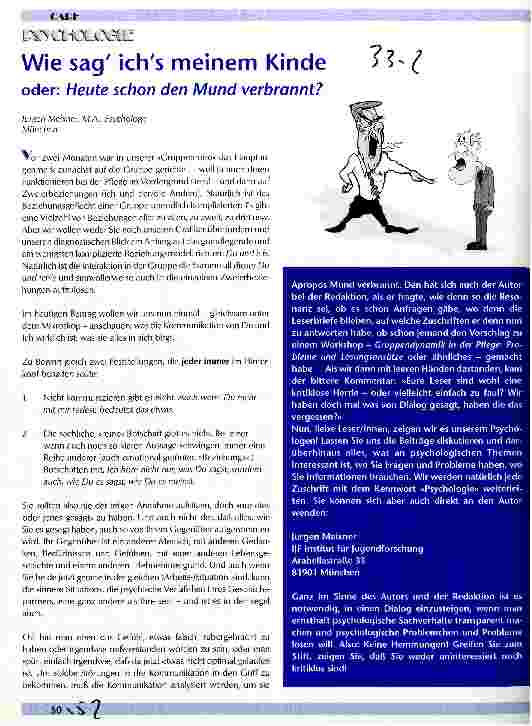 Vorschauseite 1: Wie sag ichs meinem Kinde oder: heute schon den Mund verbrannt?