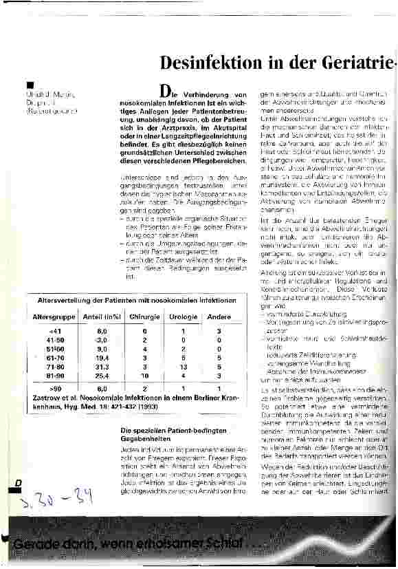 Vorschauseite 1: Desinfektion in der Geriatrie und Langzeitpflege Referat (gekürzt)