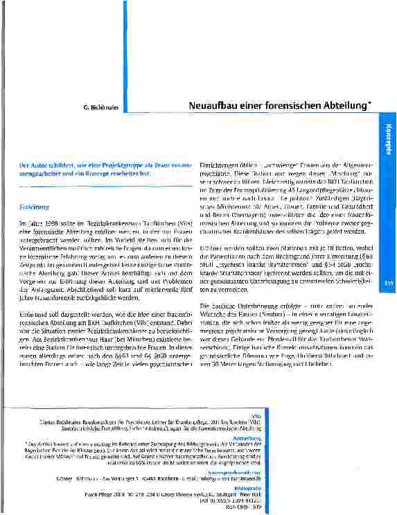 Vorschauseite 1: Neuaufbau einer forensischen Abteilung