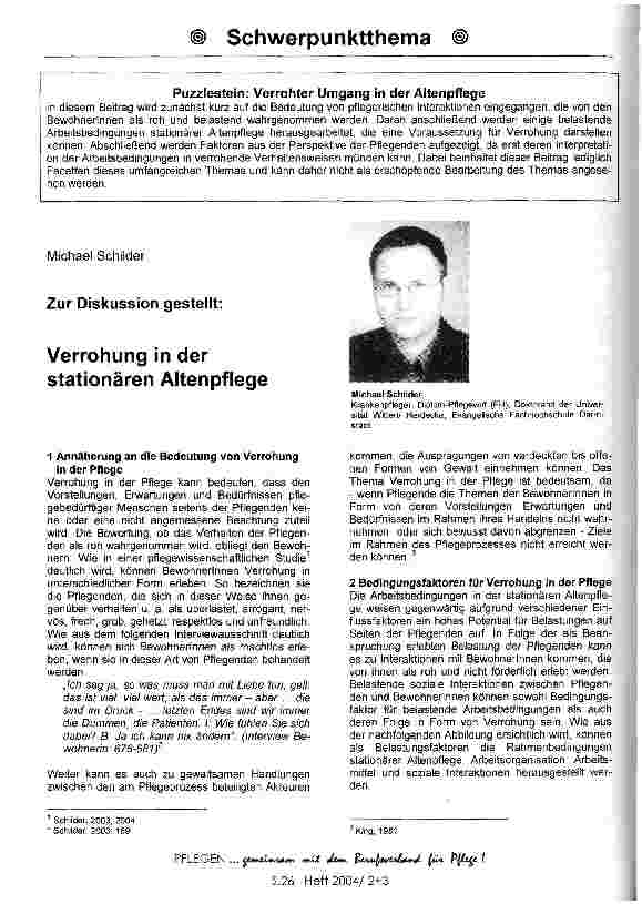 Vorschauseite 1: Verrohung in der stationären Altenpflege