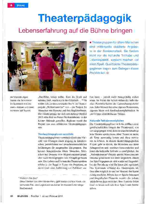 Vorschauseite 1: Theaterpädagogik Lebenserfahrung auf die Bühne bringen