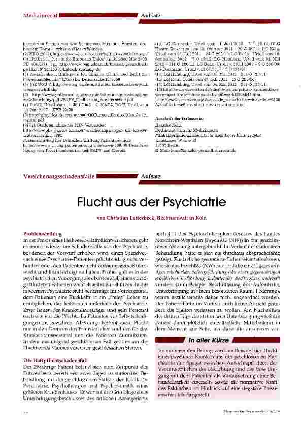 Vorschauseite 1: Flucht aus der Psychiatrie