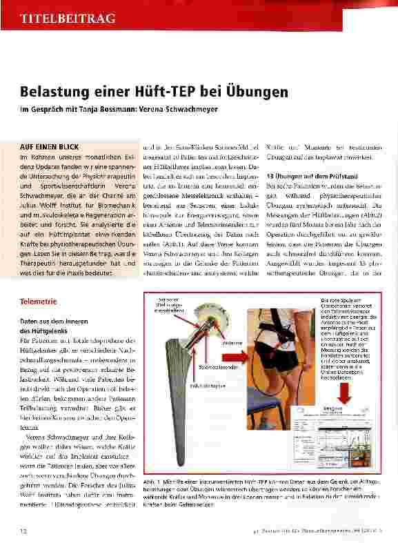 Vorschauseite 1: Belastung einer Hüft-TEP bei Übungen