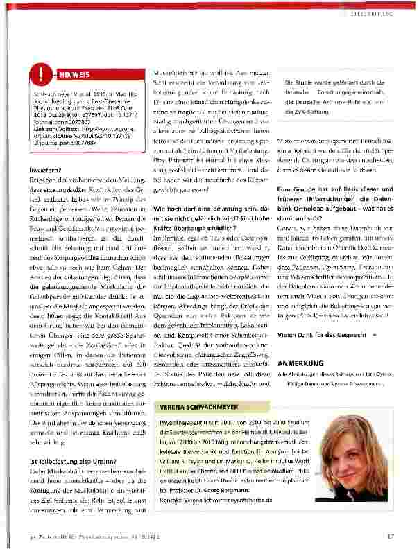 Vorschauseite 6: Belastung einer Hüft-TEP bei Übungen