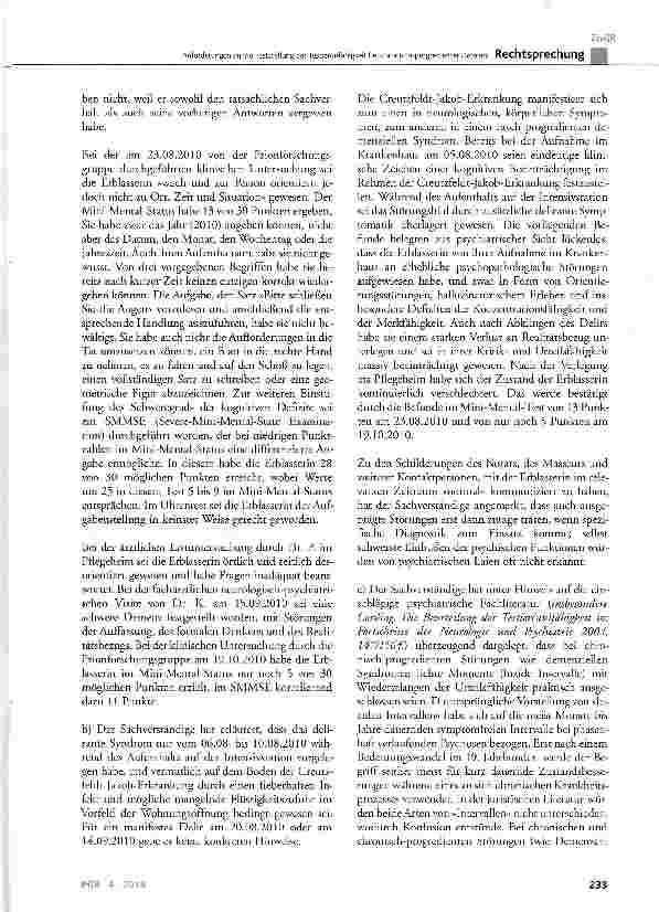 Vorschauseite 4: Anforderungen an die Feststellung der Testierunfähigkeit bei chronisch-progredienter Demenz BGB§ 2229 Abs. 4