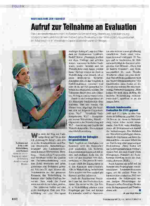 Vorschauseite 1: Aufruf zur Teilnahme an Evaluation