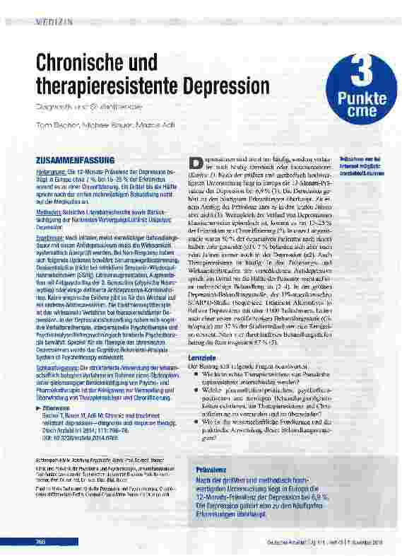 Vorschauseite 1: Chronische und therapieresistente Depression