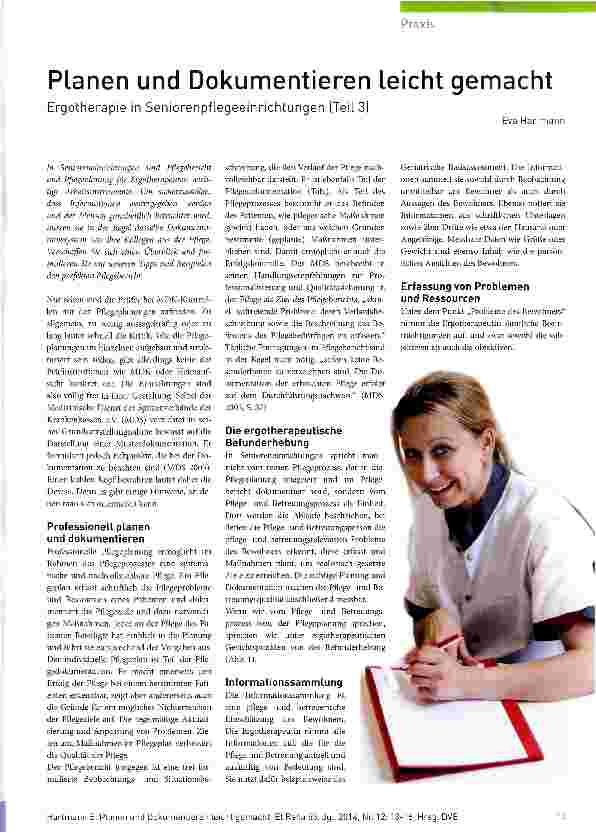 Vorschauseite 1: Planen und Dokumentieren leicht gemacht Ergotherapie in SeniorenpfLegeeinrichtungen (Teil 3)