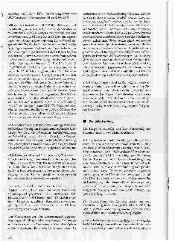 Vorschauseite 2: Bereitschaftsdienst im Anschluss an den Regeldienst sind Überstunden