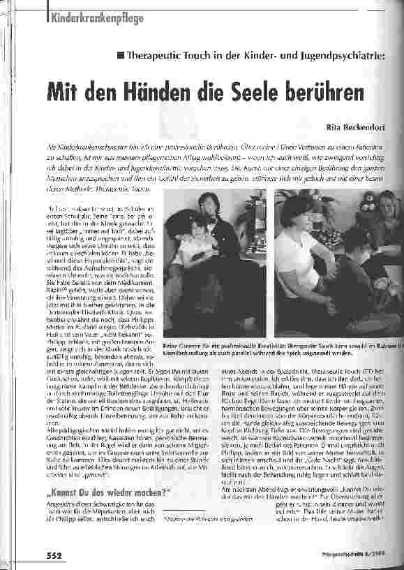 Vorschauseite 1: Mit den Händen die Seele berührenTherapeutic Touch in der Kinderund Jugendpsychiatrie