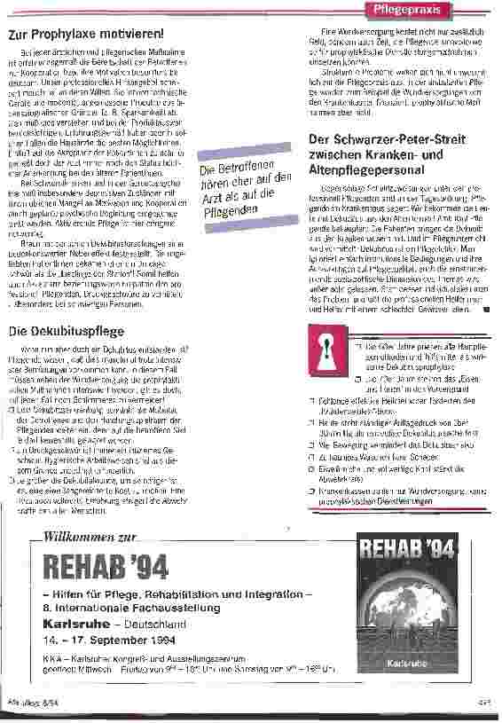 Vorschauseite 5: Der wunde Rücken Seit über 30 Jahren wird nach einer Patentlösung für die Dekubitusprophylaxe und -behandlung gesucht. Wo stehen wir..?