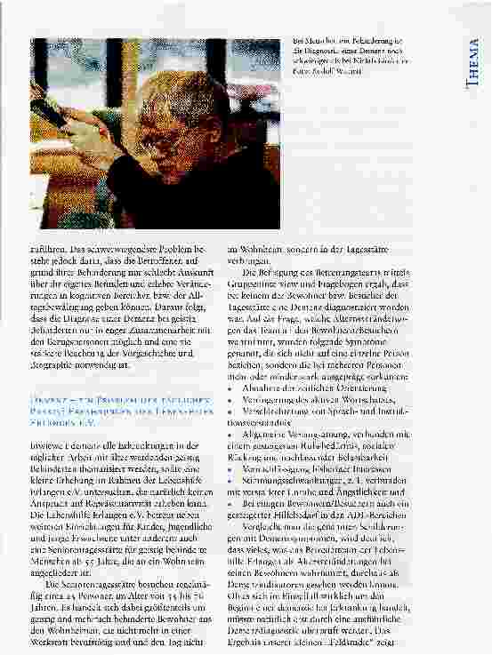 Vorschauseite 4: DEMENZ BEI GEISTIGER BEHINDERUNGIMMER HÄUFIGER, ABER SCHWER ZU DIAGNOSTIZIEREN