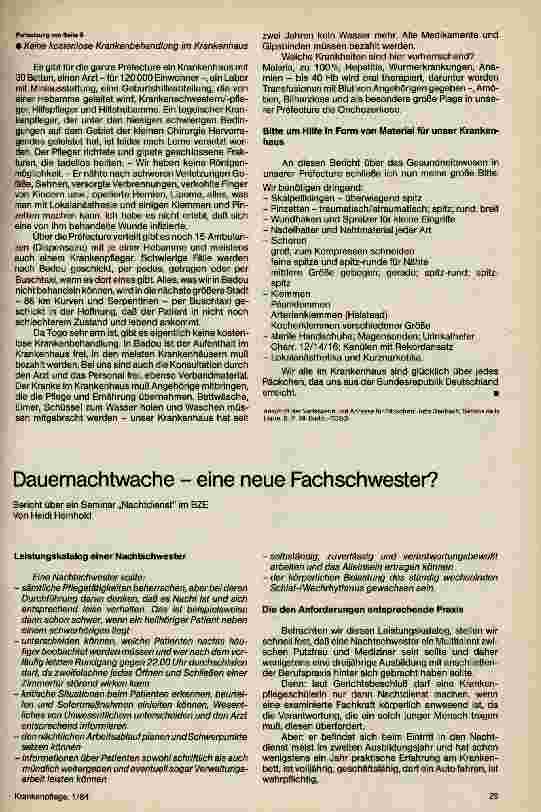 Vorschauseite 1: Dauernachtwache einer neuen Fachschwester